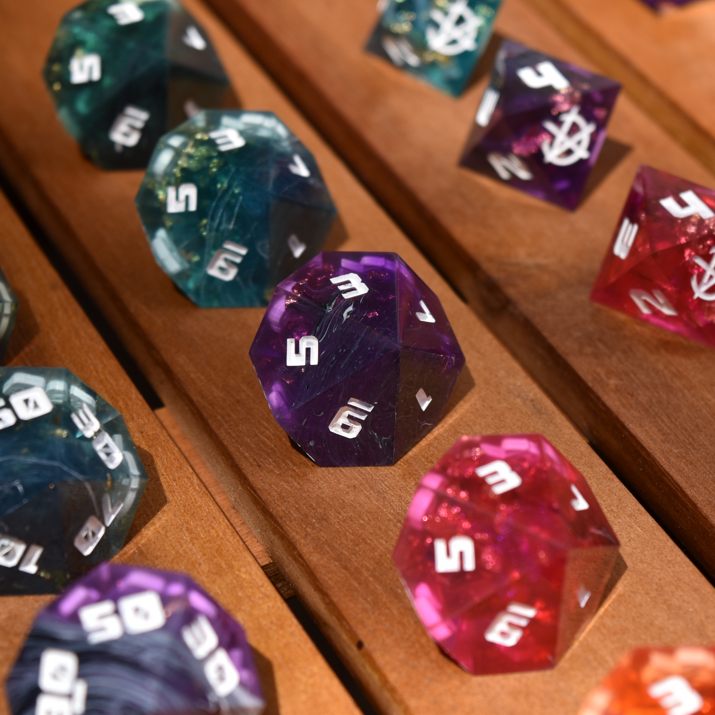 Handmade Sharp Edge Resin RPG Dice Set