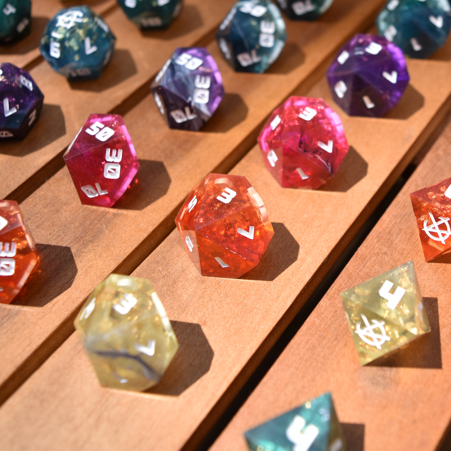 Handmade Sharp Edge Resin RPG Dice Set