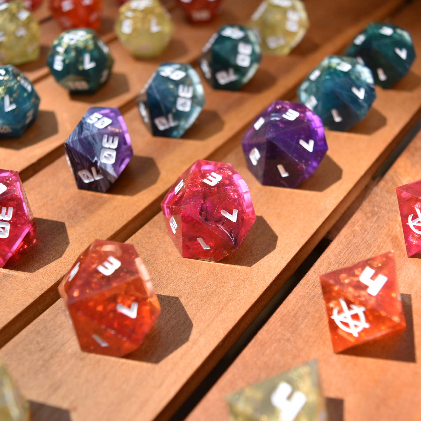 Handmade Sharp Edge Resin RPG Dice Set