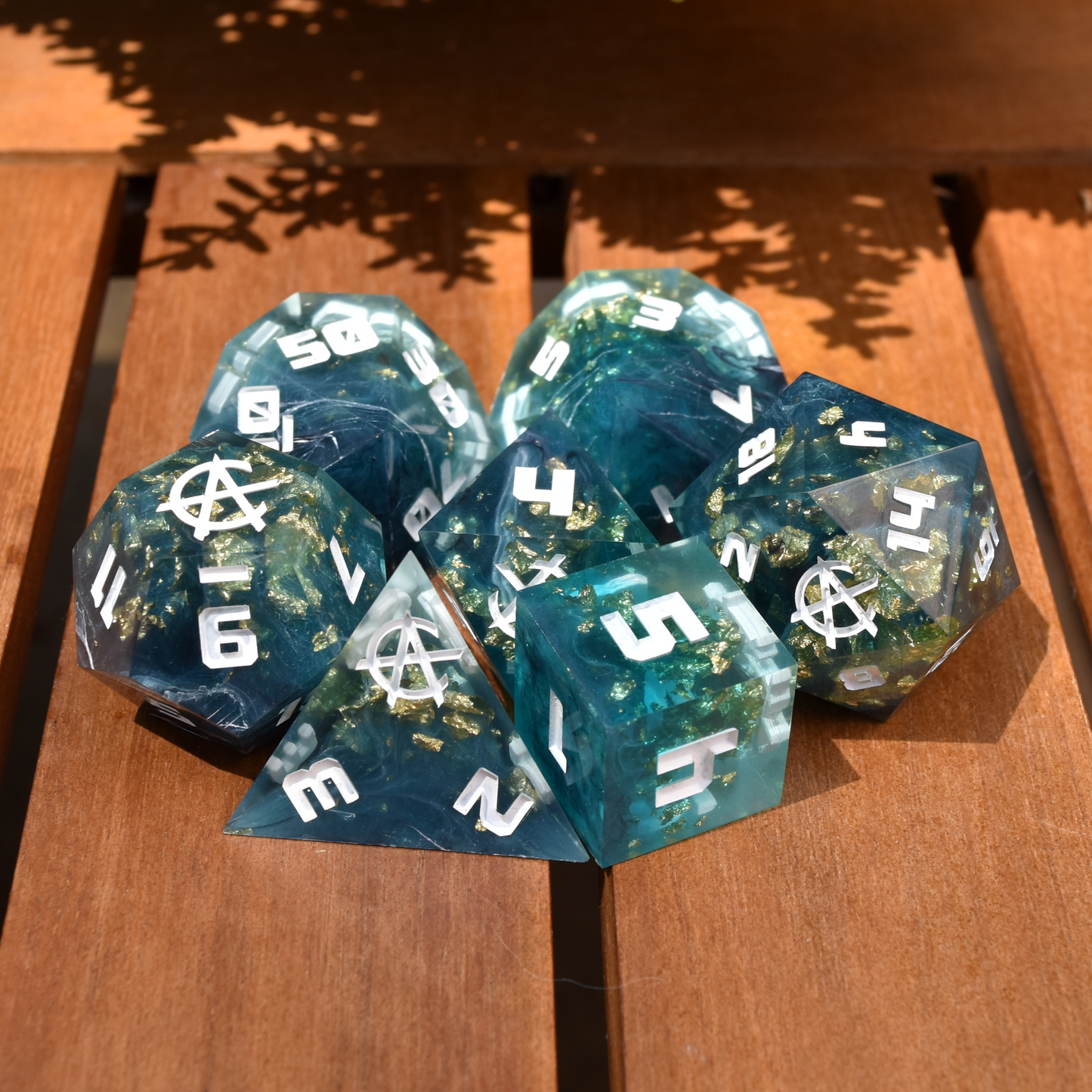 Handmade Sharp Edge Resin RPG Dice Set