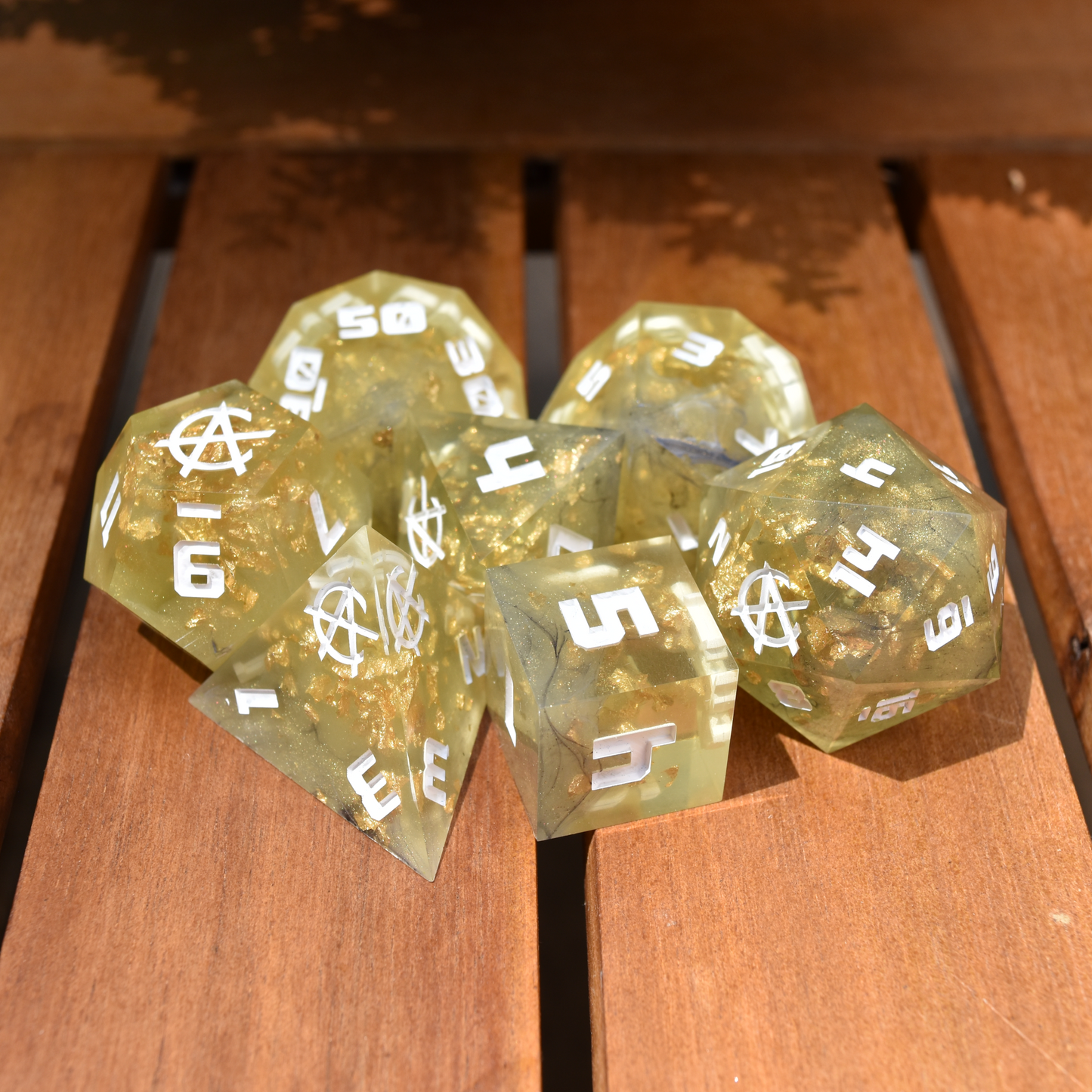 Handmade Sharp Edge Resin RPG Dice Set