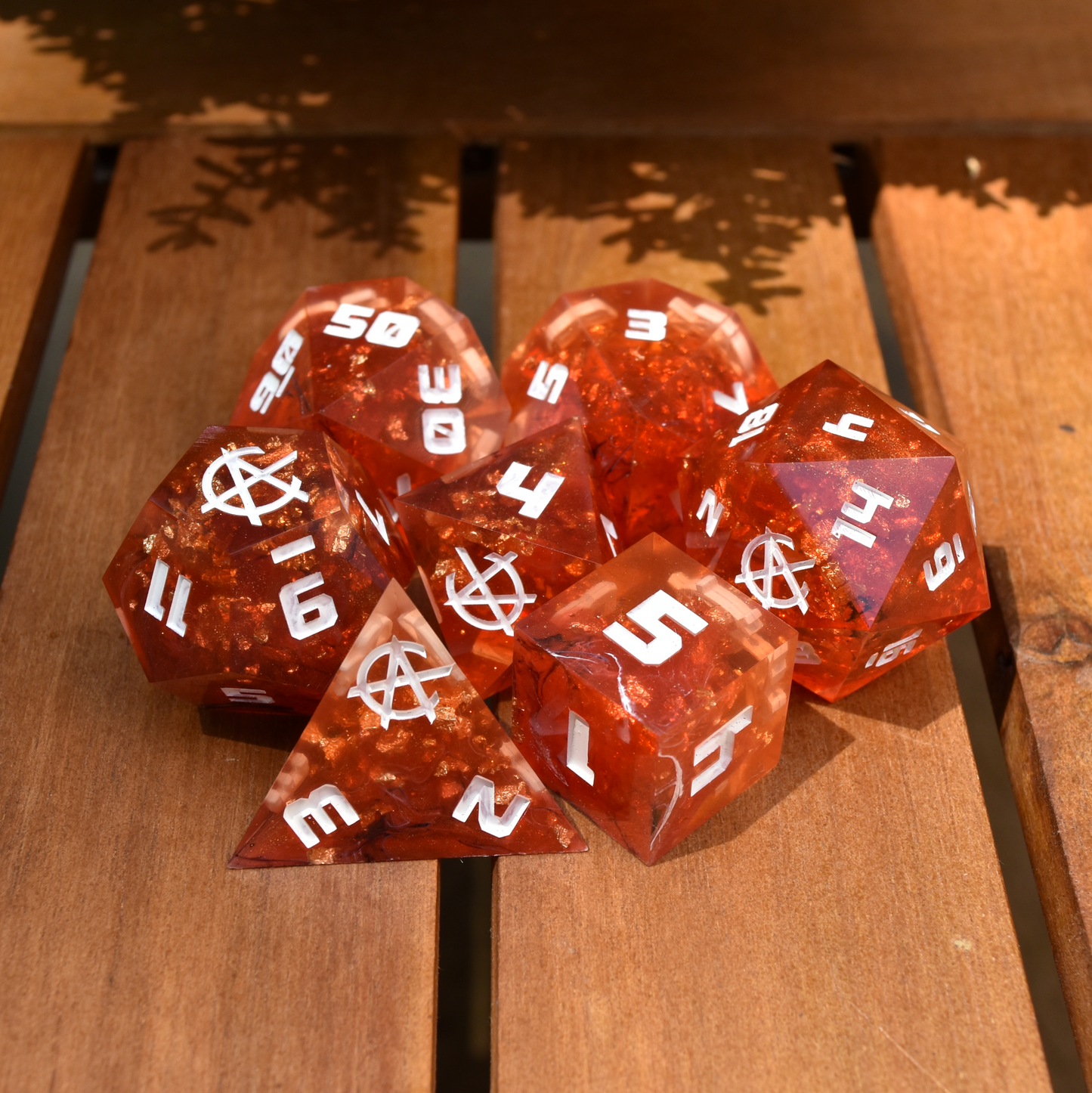 Handmade Sharp Edge Resin RPG Dice Set