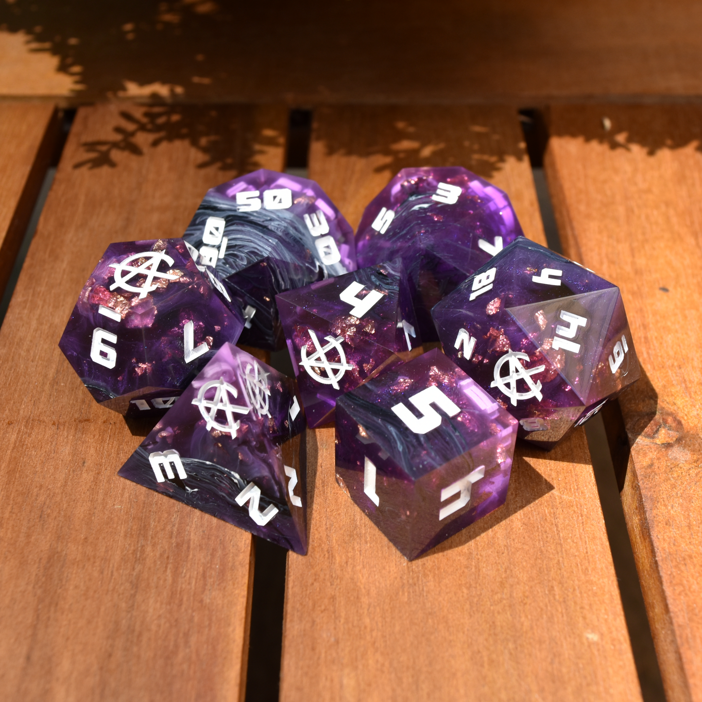Handmade Sharp Edge Resin RPG Dice Set